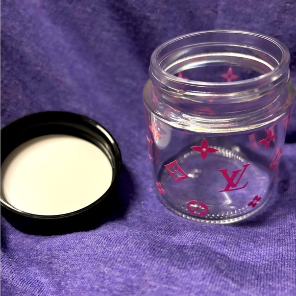 Louis Vuitton themed Clear Jar with Pink Accents new - Picture 4 of 4